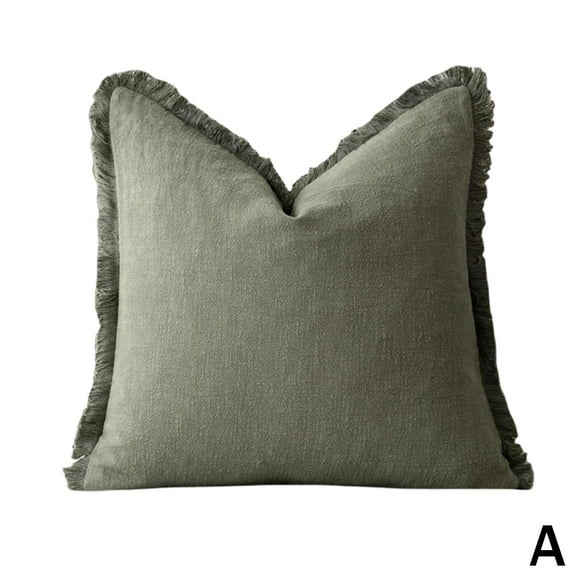 ZXCVWWE Decorative Linen Fringe Throw Pillow Covers,Neutral Linen Fringe Throw PillowsEuro Shams,Cozy Boho Farmhouse Cushion Covers for Couch Sofa Bed Living Room Spring Home Decor