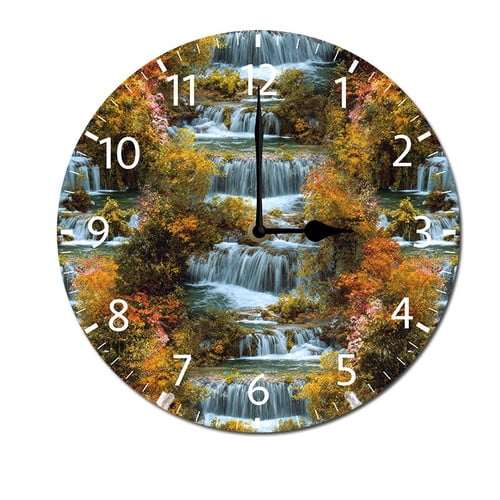 ZXCXRQFa Autumn Waterfalls Wall Clock Non Ticking Silent Kitchen Clock Round Battery Operated Clocks 10 inch for Living Room Bedroom Decor