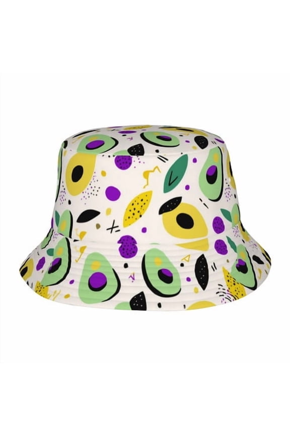 Avocado Leaves Bucket Hat Polyester Reversible Sun Hats for Women Men, Summer Travel Beach Packable Fisherman Hat