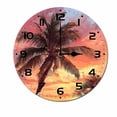 thumbnail image 1 of ZXCXRQFa Beach Palm Tree Sunset Wood Wall Clock Silent Non-Ticking Kitchen Desk Clock Battery Operated Analog Decorative Round Clocks 10 in Garden Home Decor, 1 of 7
