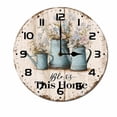thumbnail image 1 of ZXCXRQFa Bless This Home Flower Wood Wall Clock Silent Non-Ticking Kitchen Desk Clock Battery Operated Analog Decorative Round Clocks 10 in Garden Home Decor, 1 of 7