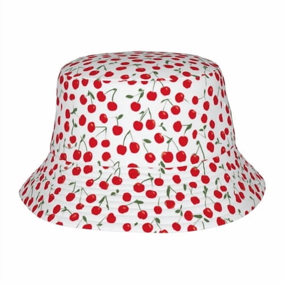 ZXCXRQFa Cherry Unisex Bucket Hat Beach Sun Hats Aesthetic Fishing Hat for Men Women Teens, Reversible Double-Side-Wear