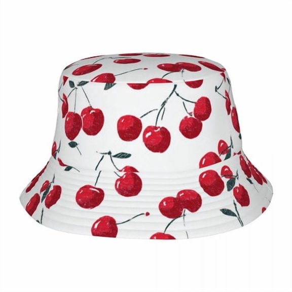 ZXCXRQFa Cherry Unisex Sun Hats, Cute Beach Bucket Hat for Men Women,Summer Outdoor Boonie Cap Breathable Packable