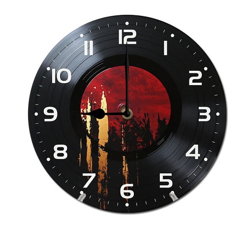 ZXCXRQFa Classic Music Record Disco Wood Wall Clock Silent Non-Ticking Kitchen Desk Clock Battery Operated Analog Decorative Round Clocks 10 in Garden Home Decor