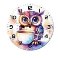 thumbnail image 1 of ZXCXRQFa Clock Owl Coffee Wall Clock Vintage Battery Operated Silent Non Ticking Round Wooden Wall Clocks Decorative for Kitchen Living Room Bedroom Office Garden Outdoor 10 Inch, 1 of 7