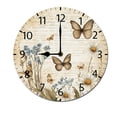 thumbnail image 1 of ZXCXRQFa Clock Rustic Daisy Butterflies Wall Clock Vintage Battery Operated Silent Non Ticking Round Wooden Wall Clocks Decorative for Kitchen Living Room Bedroom Office Garden Outdoor 11 Inch, 1 of 7