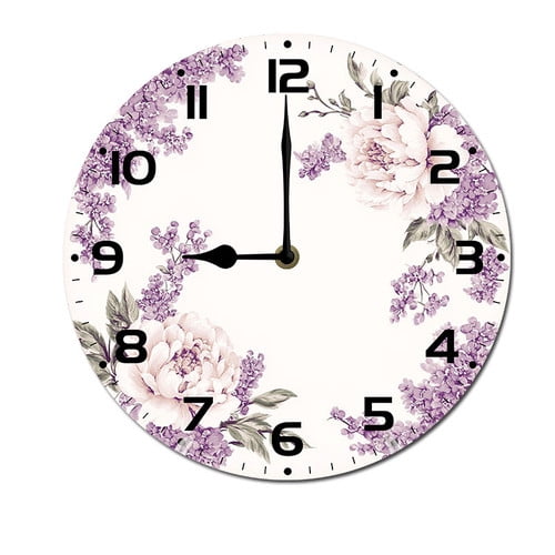 ZXCXRQFa Clock Rustic Floral Wall Clock Vintage Battery Operated Silent Non Ticking Round Wooden Wall Clocks Decorative for Kitchen Living Room Bedroom Office Garden Outdoor 12 Inch