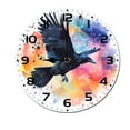 thumbnail image 1 of ZXCXRQFa Clock Watercolor Black Bird Wall Clock Vintage Battery Operated Silent Non Ticking Round Wooden Wall Clocks Decorative for Kitchen Living Room Bedroom Office Garden Outdoor 10 Inch, 1 of 7