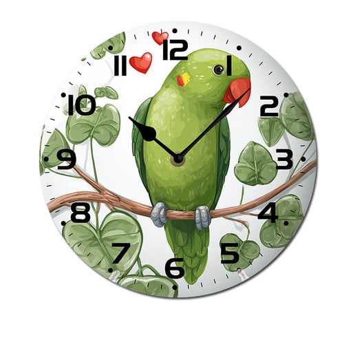 ZXCXRQFa Clocks Cartoon Love Birds Wall Clock Art Hanging Clocks Silent Non-Ticking Desk Clock Battery Operated Round Home Style Numeral Decorative Wall Clocks