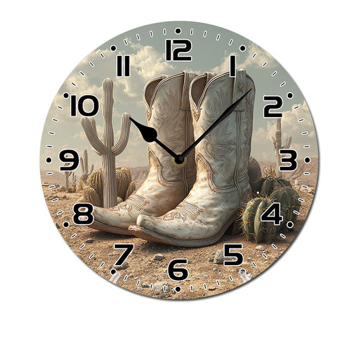Cowboy Boot Clock ZXCXRQFa Cowboy Boots Cactus Western Home Decorative Haning Clock Wall ...