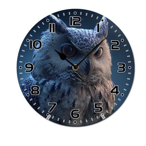 ZXCXRQFa Owl Animal Silent Wall Clock for Bathroom Indoor Decoration No Ticking 10 Inch Round Small Clock for Hospital Classroom Home Living Room