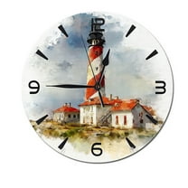 ZXCXRQFa Coastal Lighthouse Summer Wall Clock Non Ticking Silent Kitchen Clock Round Battery Operated Clocks 10 inch for Living Room Bedroom Decor