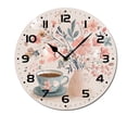 thumbnail image 1 of ZXCXRQFa Coffee Cup Flower Wood Wall Clock Silent Non-Ticking Kitchen Desk Clock Battery Operated Analog Decorative Round Clocks 10 in Garden Home Decor, 1 of 7