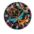 thumbnail image 1 of ZXCXRQFa Colorful Dragonfly Damask Flower Silent Non Ticking Wooden Clock 10 Inch, Round Wall Clock,Decorative for Living Room, Kitchen, Home,Bathroom, Bedroom, Office or School, 1 of 7