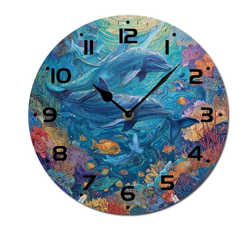 ZXCXRQFa Colorful Fish Under The Sea Wall Clocks Battery Operated 10 ...
