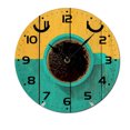 thumbnail image 1 of ZXCXRQFa Colorful Wooden Coffee Cup Wood Wall Clock Silent Non-Ticking Kitchen Desk Clock Battery Operated Analog Decorative Round Clocks 10 in Garden Home Decor, 1 of 7