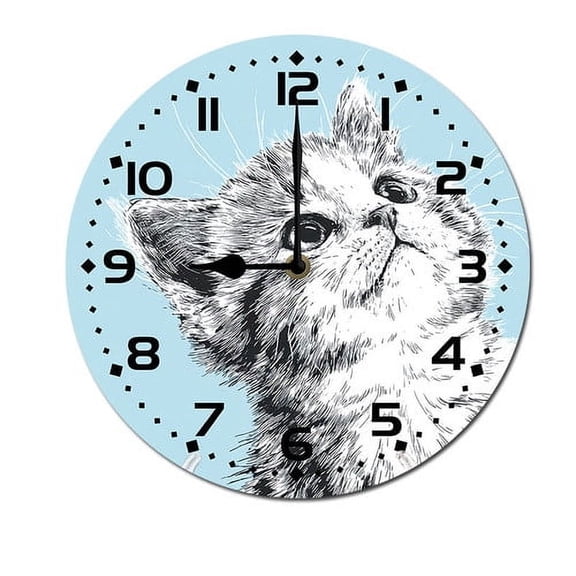 ZXCXRQFa Cute Cats Animal Wall Clock Silent 10 Inch Round Decorative Battery Operated Non Ticking Wood Quiet Clocks for Bedroom Office School Home