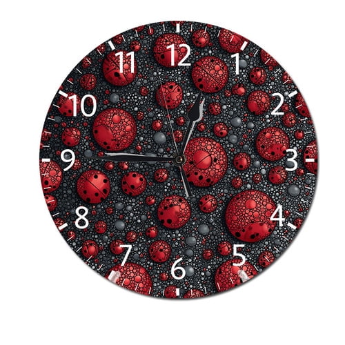 ZXCXRQFa Cute Ladybug With Raindrop Wall Clocks Battery Operated 10 Inch Silent Non-Ticking Quiet Desk Clock Decor for Living Room Home Office School Kitchen