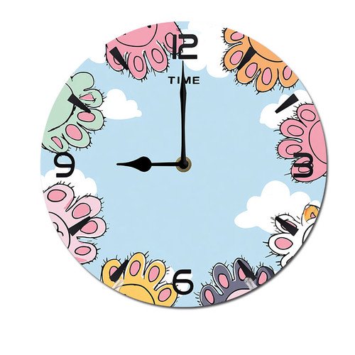 ZXCXRQFa Cute Paws Theme Battery Operated Silent Wall Clock Decor for Home, Kitchen, Living Room, Office, Bedroom, or Bathroom (10 Inch)