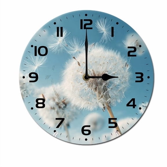 ZXCXRQFa Dandelions Flower Plants Silent Wall Clocks for Living Room Kitchen Decor Bathroom Farmhouse Non Ticking Decorative Clock 10-Inch Round Clocks