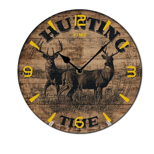 ZXCXRQFa Deer Hunting Time Wall Clocks Battery Operated 10 Inch Silent Non-Ticking Quiet Desk Clock Decor for Living Room Home Office School Kitchen