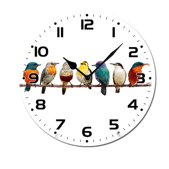ZXCXRQFa Desk Clocks Different Birds On Branch Wooden Silent Non-Ticking 10 Inch Round Clocks Battery Operated Analog for Living Room Kitchen Bedroom Bathroom Office Home School Decor