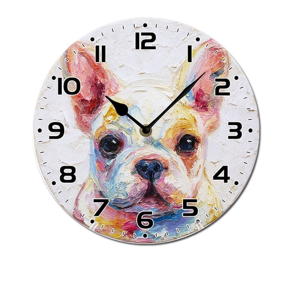 ZXCXRQFa Desk Clocks Dog And Boy Printing Wooden Silent Non-Ticking 10 Inch Round Clocks Battery Operated Analog for Living Room Kitchen Bedroom Bathroom Office Home School Decor