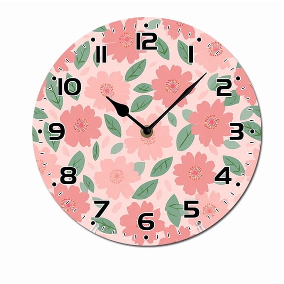 ZXCXRQFa Desk Clocks Flower With Leaves Wall Clocks for Living Room Decor,Kitchen Clocks Wall Battery Operated - 10 Inch Round Bathroom Wall Clock Silent Non-Ticking