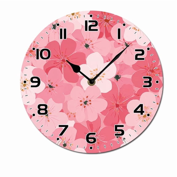 ZXCXRQFa Desk Clocks Flroal Plant Flowers Wildflowers Silent Non Ticking Wooden Clock 10 Inch, Round Wall Clock,Decorative for Living Room, Kitchen, Home,Bathroom, Bedroom, Office or School