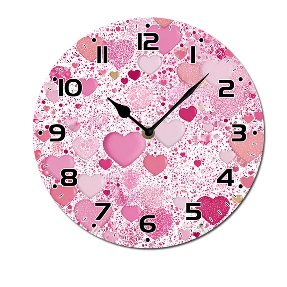 ZXCXRQFa Desk Clocks Love Hearts Vintage Silent Non Ticking Round Wood Wall Clocks Battery Operated Easy to Read 10 Inch Decorative Home Decor for Living Room,Bedroom,Kids Room