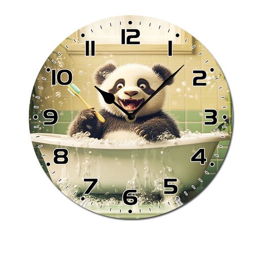 ZXCXRQFa Desk Clocks Panda In The Bathtub 10" Retro Vintage Clock Non-Ticking Silent Wood Wall Clocks Battery Operated Decor Retro Design for Kitchen/Living Room/Bedroom/Farmhouse
