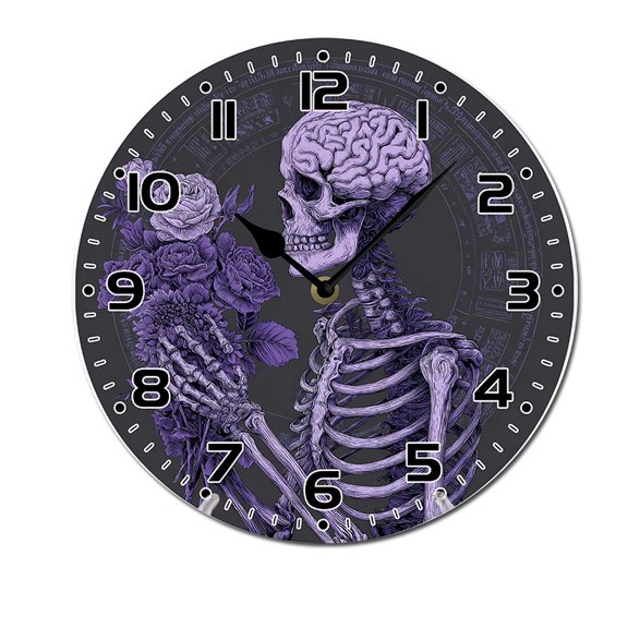 ZXCXRQFa Desk Clocks Skeletal Flowers Kitchen Home 10 Inch Silent Vintage Design Round Wall Clock Numerals Design Non Ticking Retro Clocks Home Decor Desk Clock