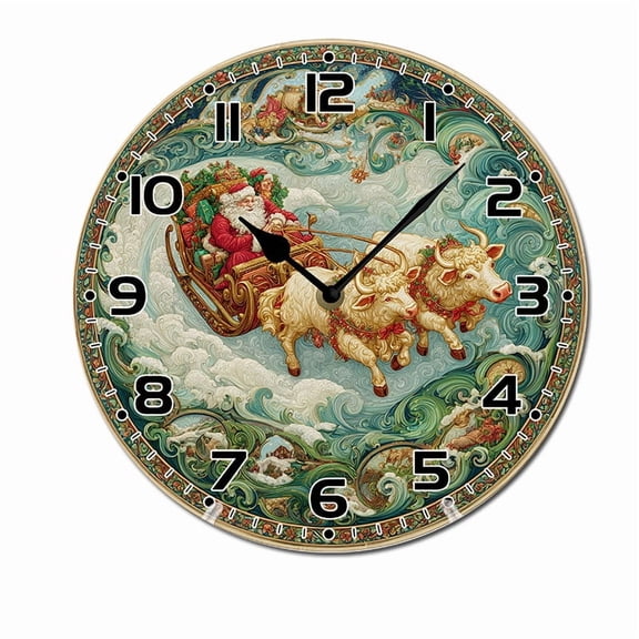 ZXCXRQFa Desk Clocks Xmas Santa Claus Silent Wall Clock for Bathroom Indoor Decoration No Ticking 10 Inch Round Small Clock for Hospital Classroom Home Living Room