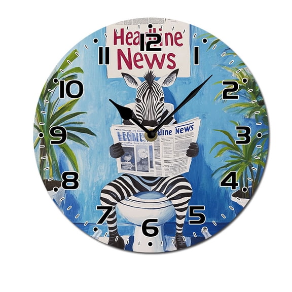 ZXCXRQFa Desk Clocks Zebra Sitting On An Toilet Reading Wall Clocks for Living Room Decor,Kitchen Clocks Wall Battery Operated - 10 Inch Round Bathroom Wall Clock Silent Non-Ticking