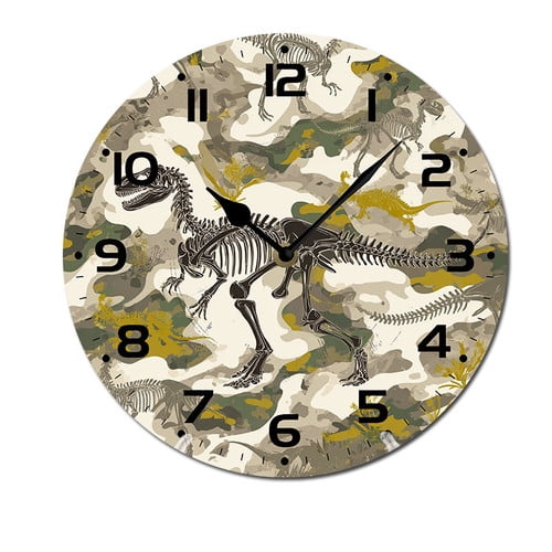 ZXCXRQFa Dinosaur Skeleton Wall Clocks Battery Operated 10 Inch Silent Non-Ticking Quiet Desk Clock Decor for Living Room Home Office School Kitchen