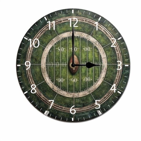 ZXCXRQFa Football Field Sport Wall Clocks Battery Operated 10 Inch Silent Non-Ticking Quiet Desk Clock Decor for Living Room Home Office School Kitchen