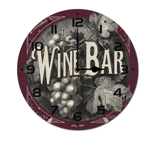 ZXCXRQFa Grape Wine Bar Clock Wall Decor Battery Operated Floral Clocks Spring Wall Clocks Round Desk Clock 10 in Non Ticking Analog Bathroom Clocks