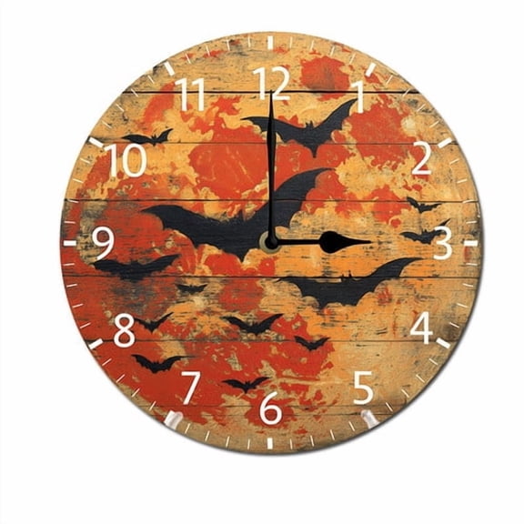 ZXCXRQFa Halloween Pattern Wall Clock Art Hanging Clocks Silent Non-Ticking Desk Clock Battery Operated Round Home Style Numeral Decorative Wall Clocks