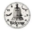 thumbnail image 1 of ZXCXRQFa Halloween Wall Clock, Welcome Halloween Bat Cat Checkered Battery Operated Wall Clock Silent Non-Ticking Decorative for Home Kitchen Bathroom Living Room Bedroom Office-10 Inch, 1 of 7