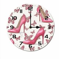 ZXCXRQFa High Heel Shoes Butterfly Wall Clocks for Living Room Decor,Kitchen Clocks Wall Battery Operated - 10 Inch Round Bathroom Wall Clock Silent Non-Ticking