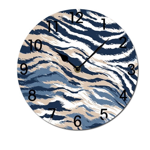ZXCXRQFa Home Clocks Animal Skin Pattern Zebra Silent Non Ticking Battery Operated Clock Vintage Round Clocks or Garage Basement Restaurant Workshop Wall Art 10inch