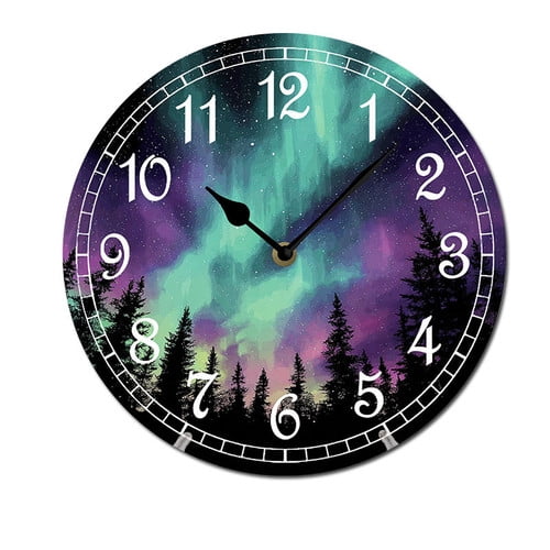 ZXCXRQFa Lights Forest Wall Clocks Battery Operated 10 Inch Silent Non-Ticking Quiet Desk Clock Decor for Living Room Home Office School Kitchen