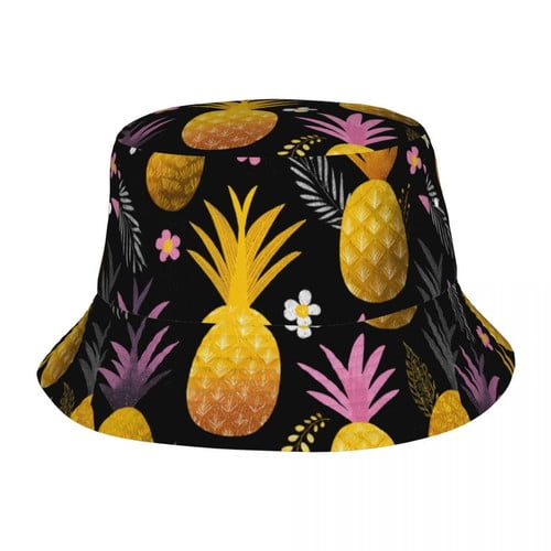 ZXCXRQFa Pineapple Leaves Bucket Hats Reversible Fisherman Hats Double Sided Wearing for Women Men Boys Girls