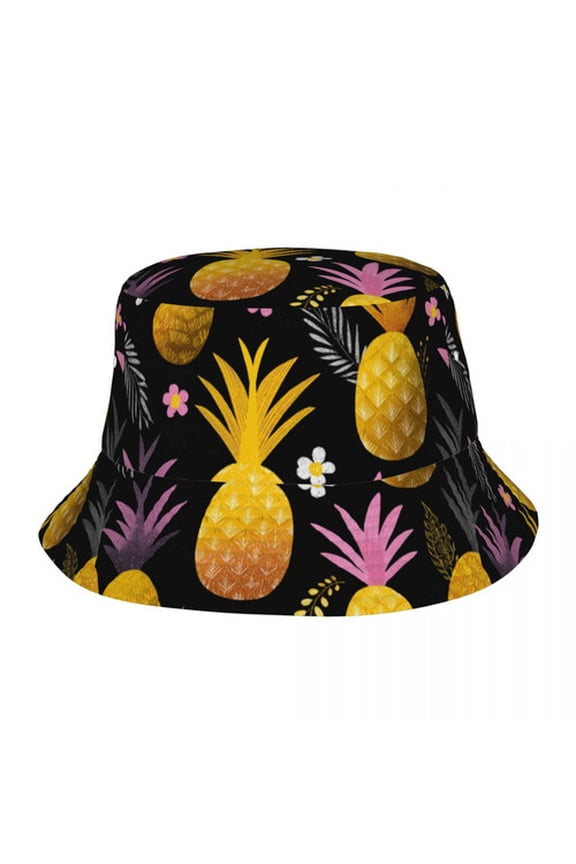 Pineapple Leaves Bucket Hats Reversible Fisherman Hats Double Sided Wearing for Women Men Boys Girls