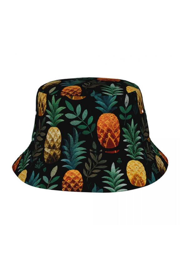 Pineapple Leaves Unisex Bucket Hat Beach Sun Hats Fishing Hat for Men Women Teens, Reversible Double-Side-Wear