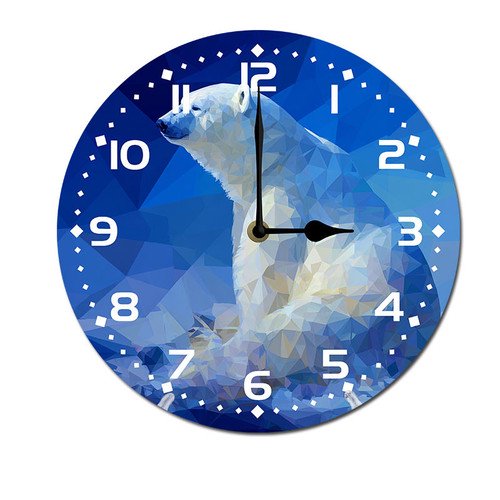 ZXCXRQFa Polar Bear Wall-Clock for Girls Bedroom Analog Battery Operated 10 Inch - Round Wood Wall Clock Silent Non-Ticking Bathroom Bedroom Decor