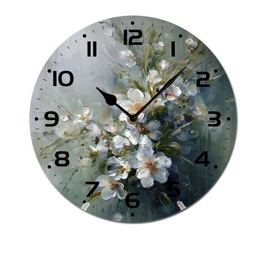 ZXCXRQFa Floral Farmhouse Wall Clock Non Ticking Silent Kitchen Clock Round Battery Operated Clocks 10 inch for Living Room Bedroom Decor
