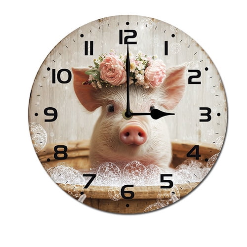 ZXCXRQFa Rose Dog Clock Wall Decor Battery Operated Floral Clocks Spring Wall Clocks Round Desk Clock 10 in Non Ticking Analog Bathroom Clocks