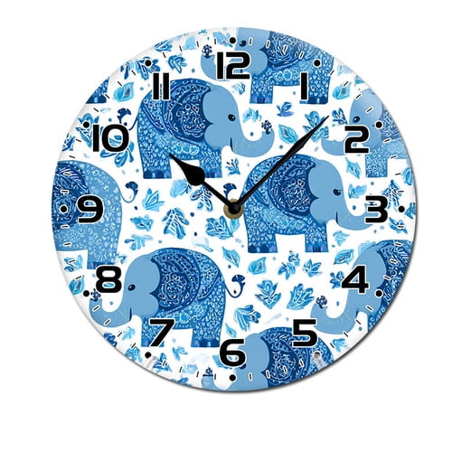ZXCXRQFa Silent Clocks Cute Animals Elephant Kitchen Home 10 Inch Silent Vintage Design Round Wall Clock Numerals Design Non Ticking Retro Clocks Home Decor Desk Clock