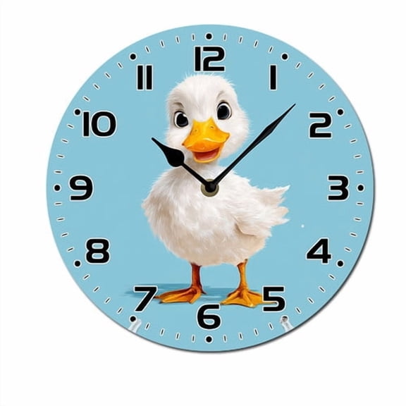 ZXCXRQFa Silent Clocks Cute Duck Animals Clock Wall Decor Battery Operated Floral Clocks Spring Wall Clocks Round Desk Clock 10 in Non Ticking Analog Bathroom Clocks